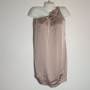 Kaidal Womens Dress One Shoulder Rosettes Champagne Fairy Coquette Medium